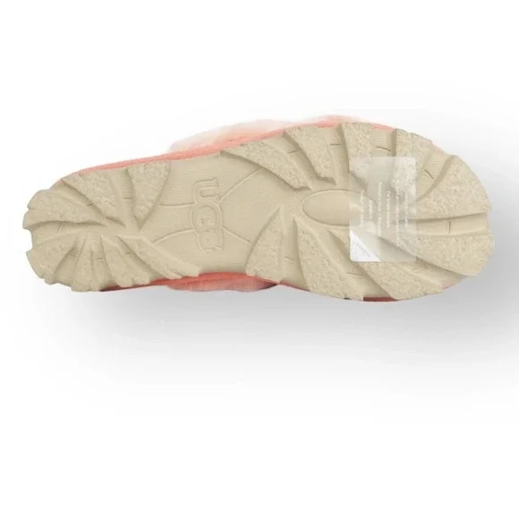 Ugg Fuzzette Beverly Pink Criss Cross Strap Fur Slippers Size 5 - Picture 11 of 12